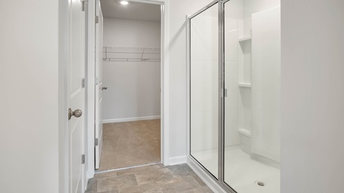 Bathroom with quartz countertops in new home