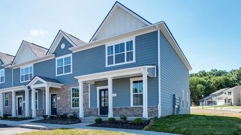 Franklin townhome front view of exterior in Woodbridge Glen