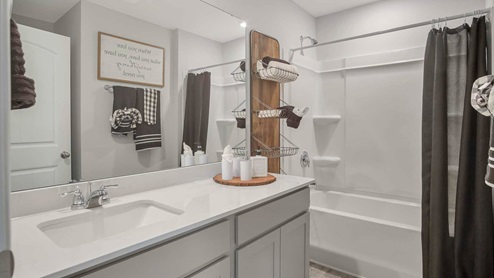 The parks bathroom with quartz countertops