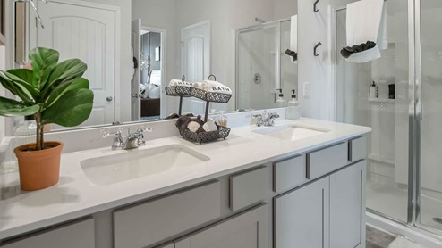 The parks bathroom with quartz countertops