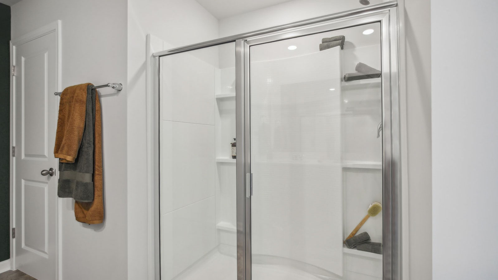 Interior of two story new furnished townhome with a modern design and open-concept floorplan