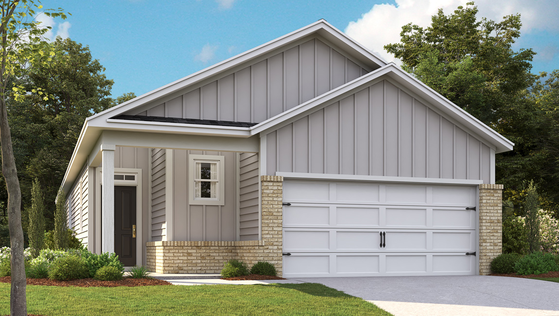 Rendering of exterior of home of Jennings floorplan.
