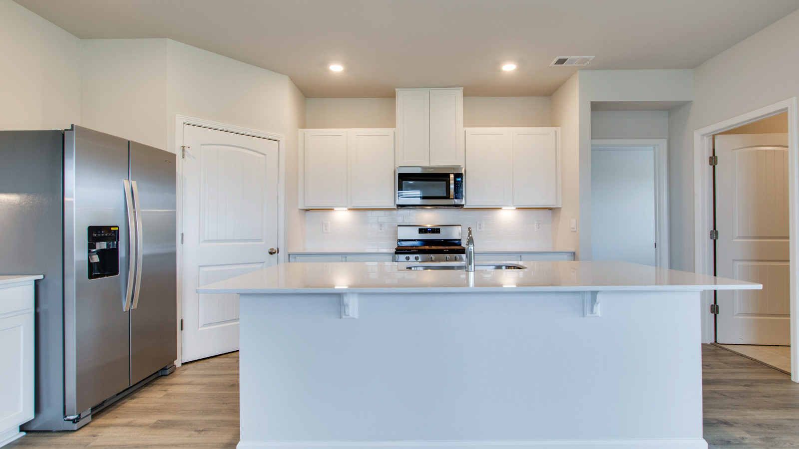 Kitchen with large island.