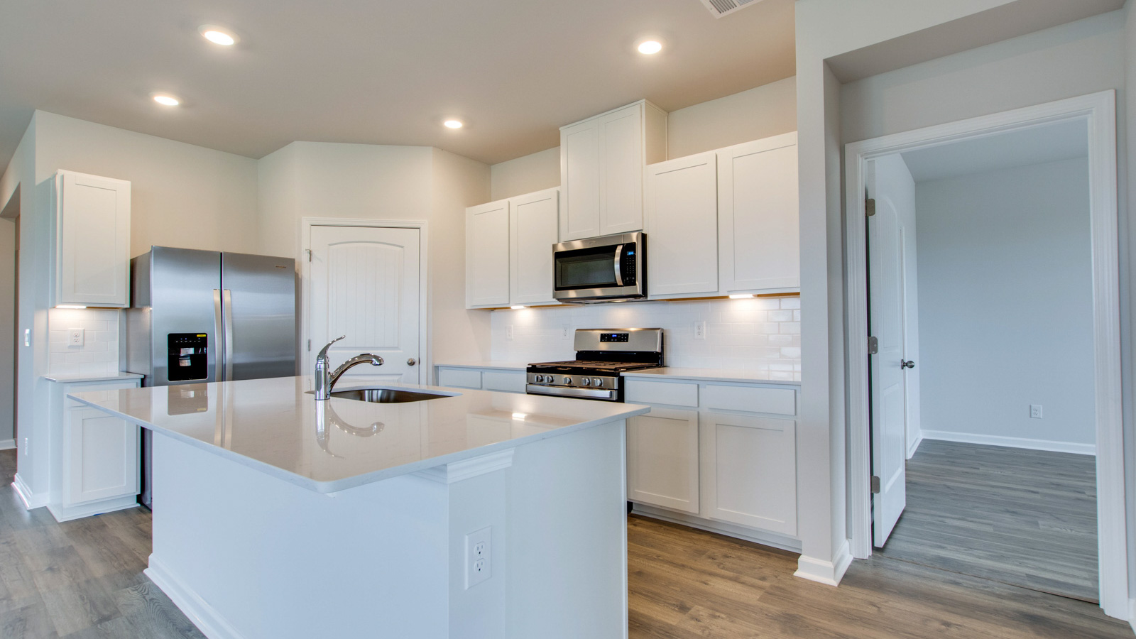 Kitchen with large island.