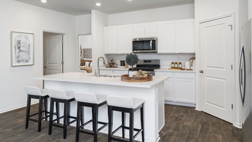 Kitchen with large island.