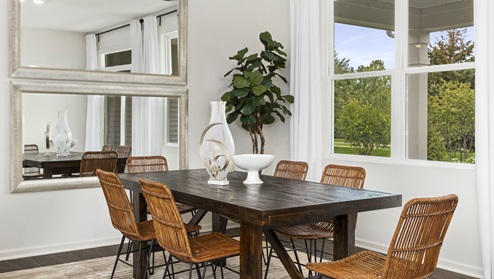 Dining area with window view of back yard.