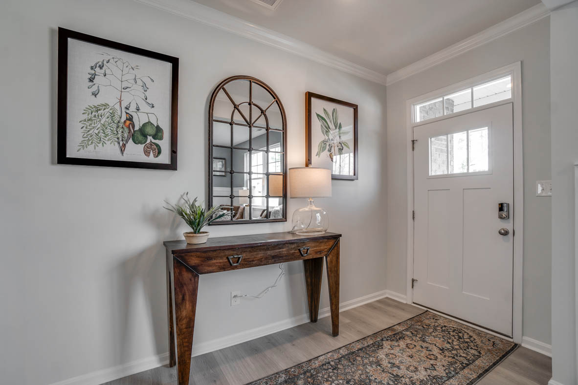 Foyer in modern, two story home