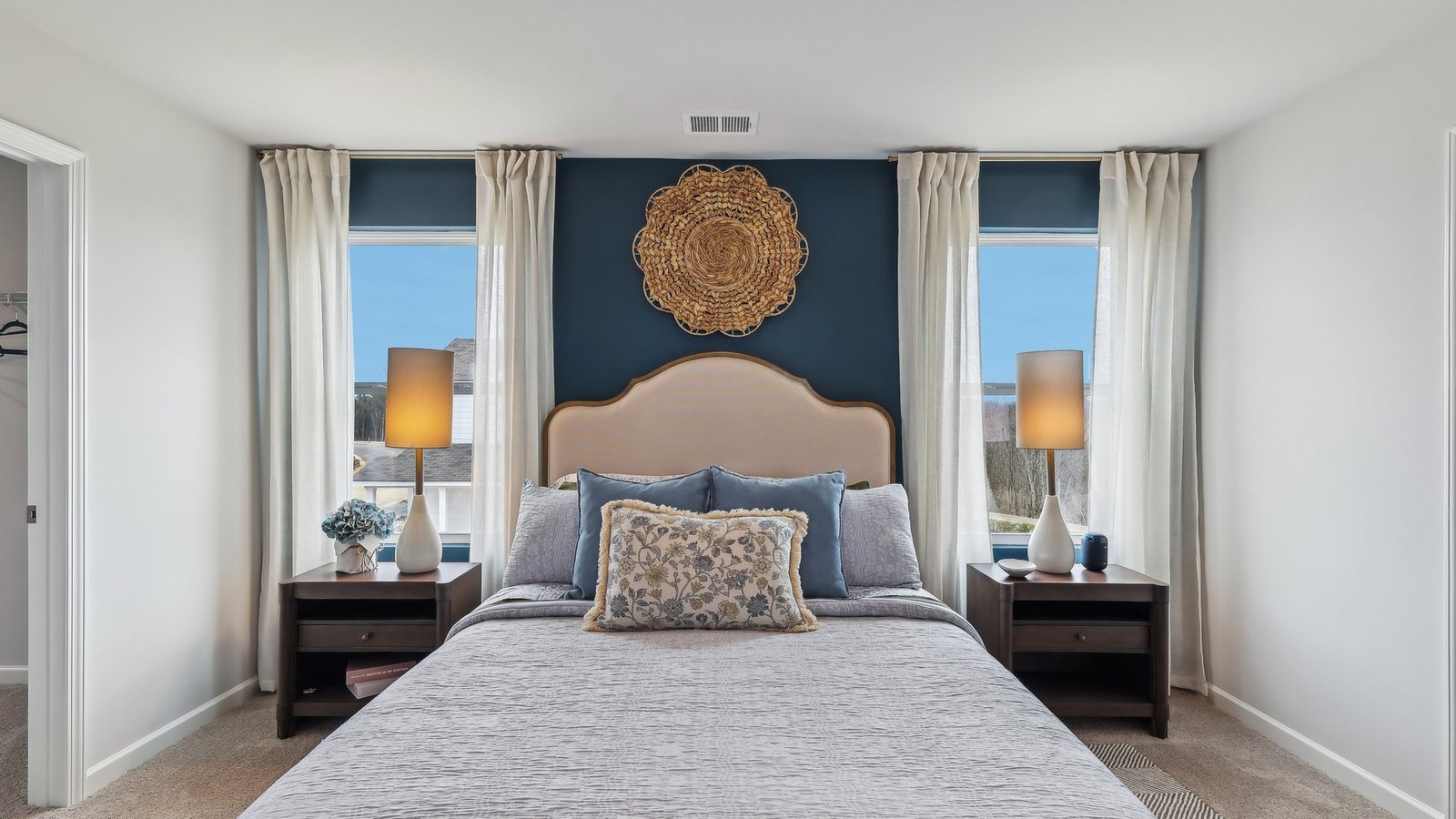 Bedroom in modern, open concept new home