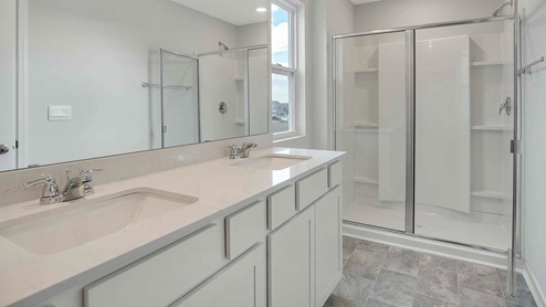 Quartz Countertop bathroom in modern, new home