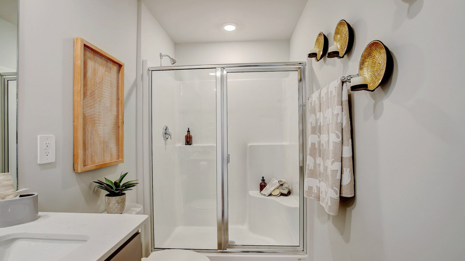 Owner’s ensuite in a new build townhome adds function with a walk-in closet, spa-like ensuite, stylish walk-in closet