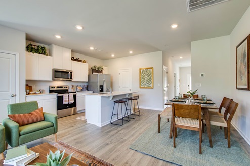 Townhome modern kitchen with quartz countertops