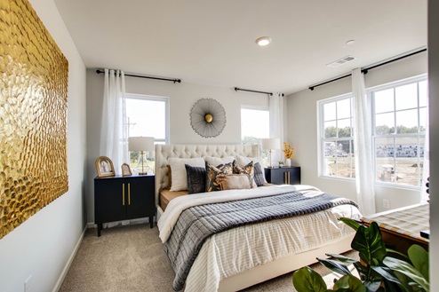 Bedroom in new, modern townhome