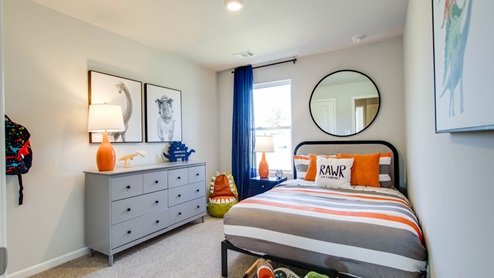 bedroom in new two story townhome in kings landing
