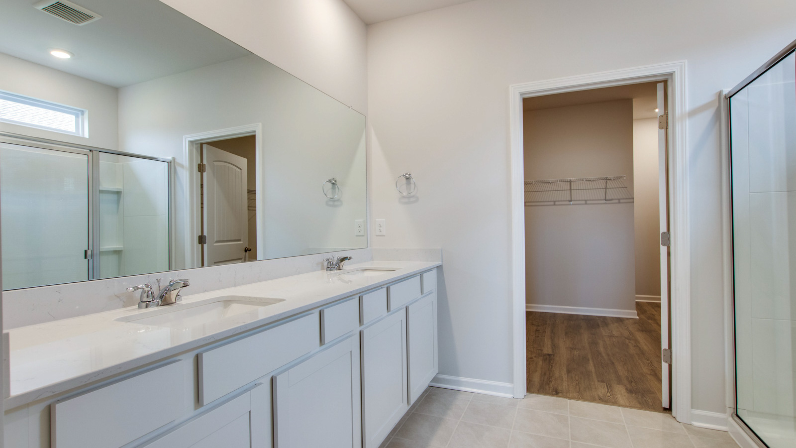 Bathroom with quartz countertops in new home