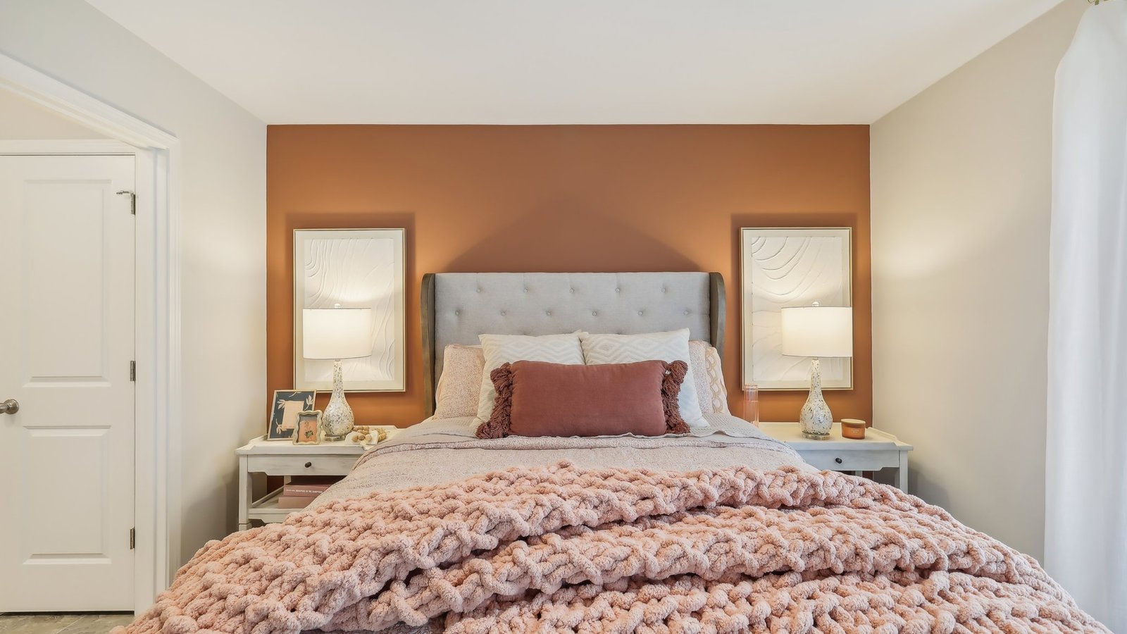 Bedroom in modern, open concept new home