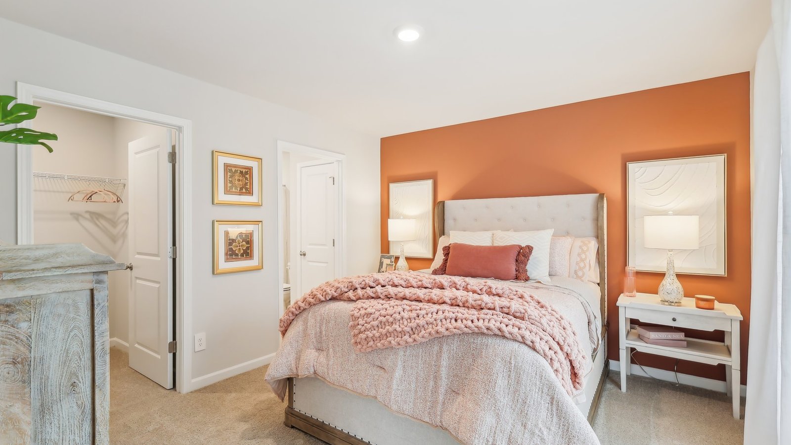 Bedroom in modern, open concept new home