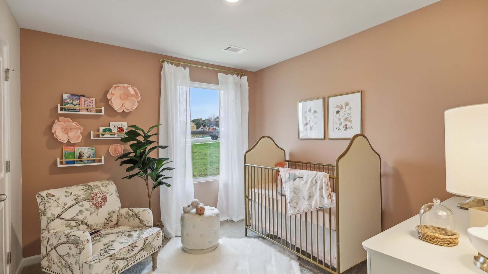 Bedroom in modern, open concept new home