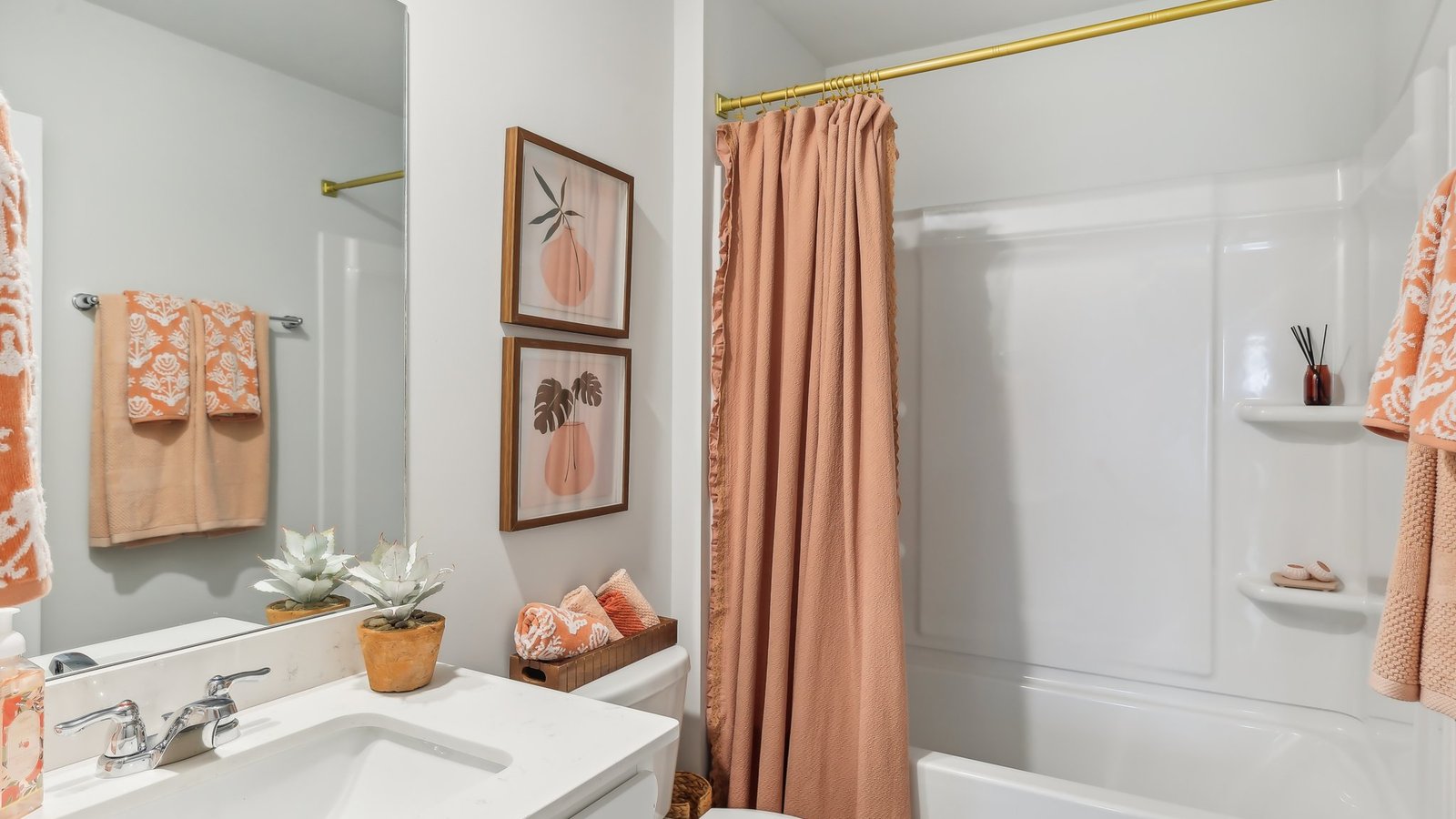 Bathroom with quartz countertops in new home