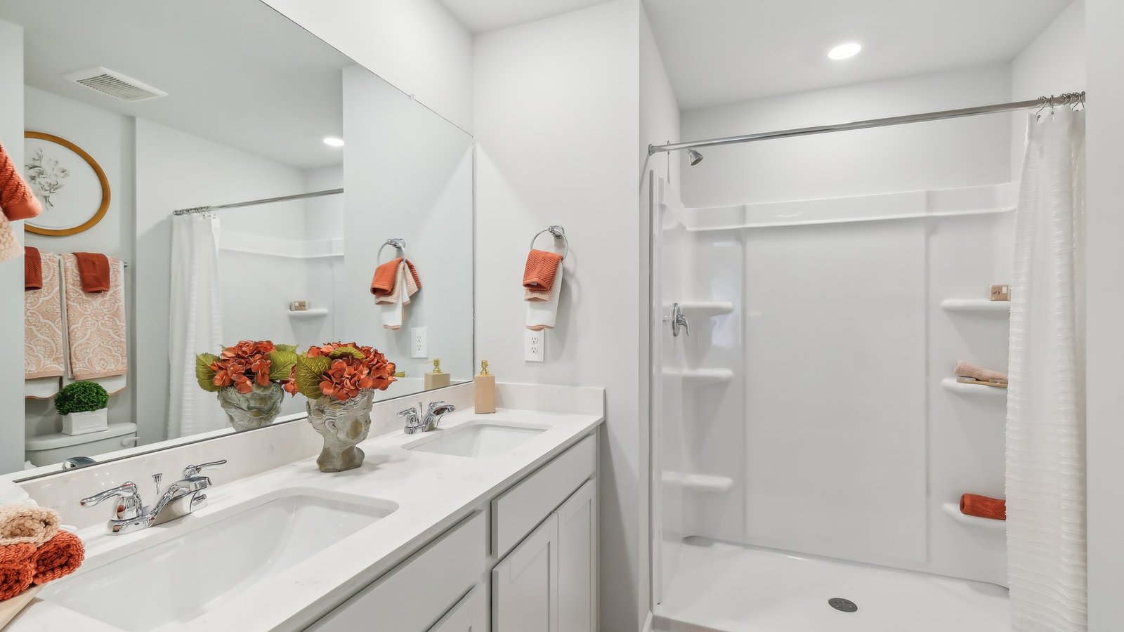 Bathroom with quartz countertops in new home