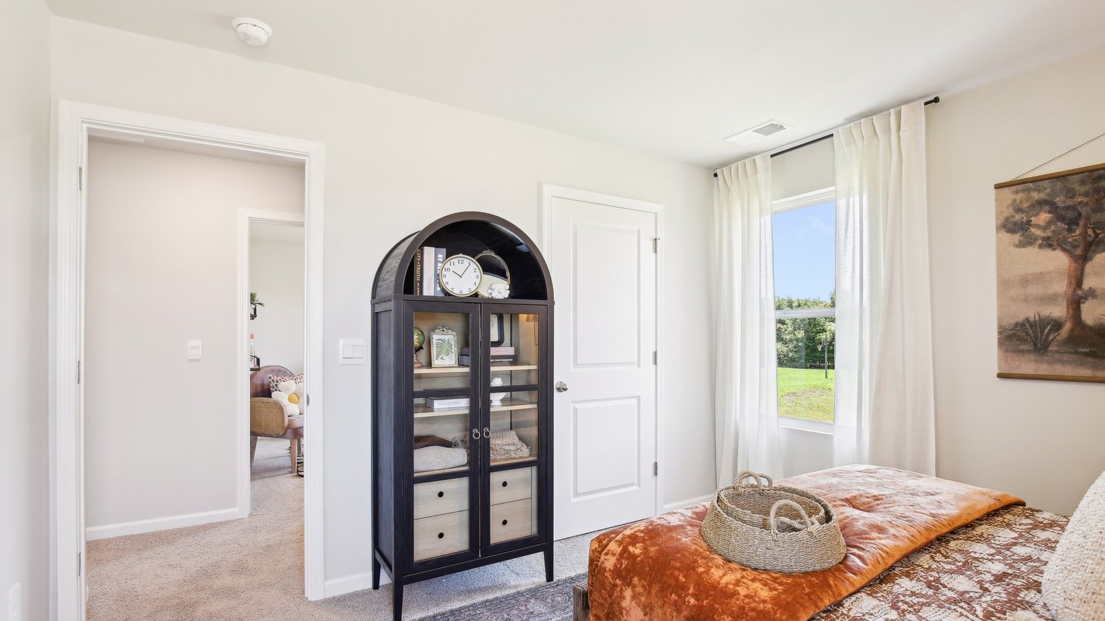 Primary bedroom in modern, open concept new build home