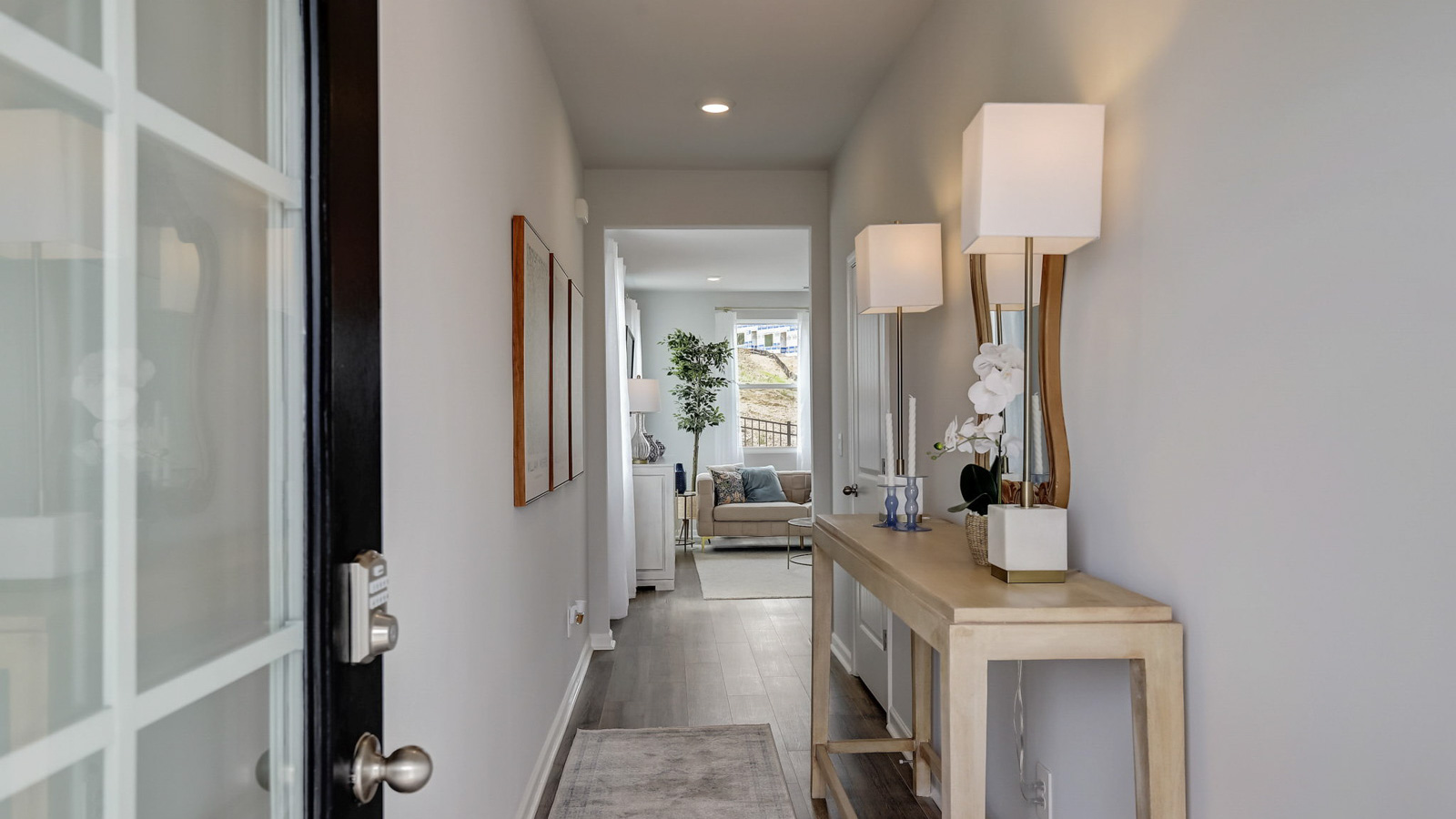 Foyer in modern, two story home