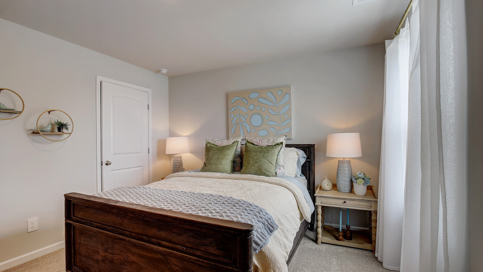 Bedroom in modern, two-story townhome