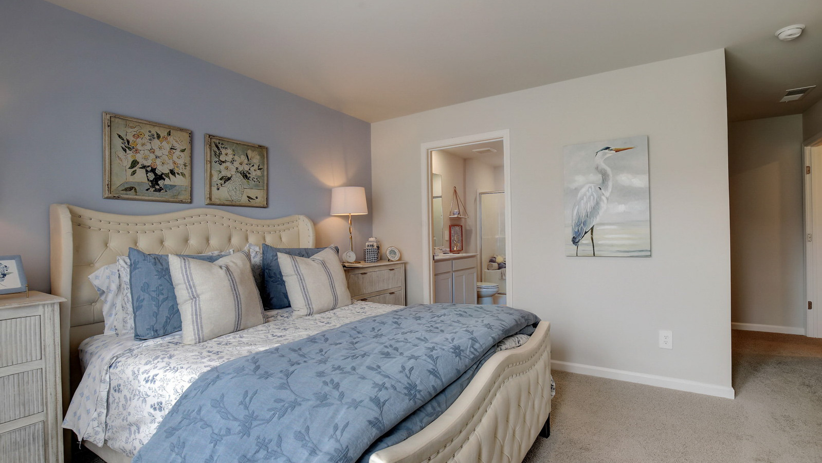 Primary bedroom in two story townhome