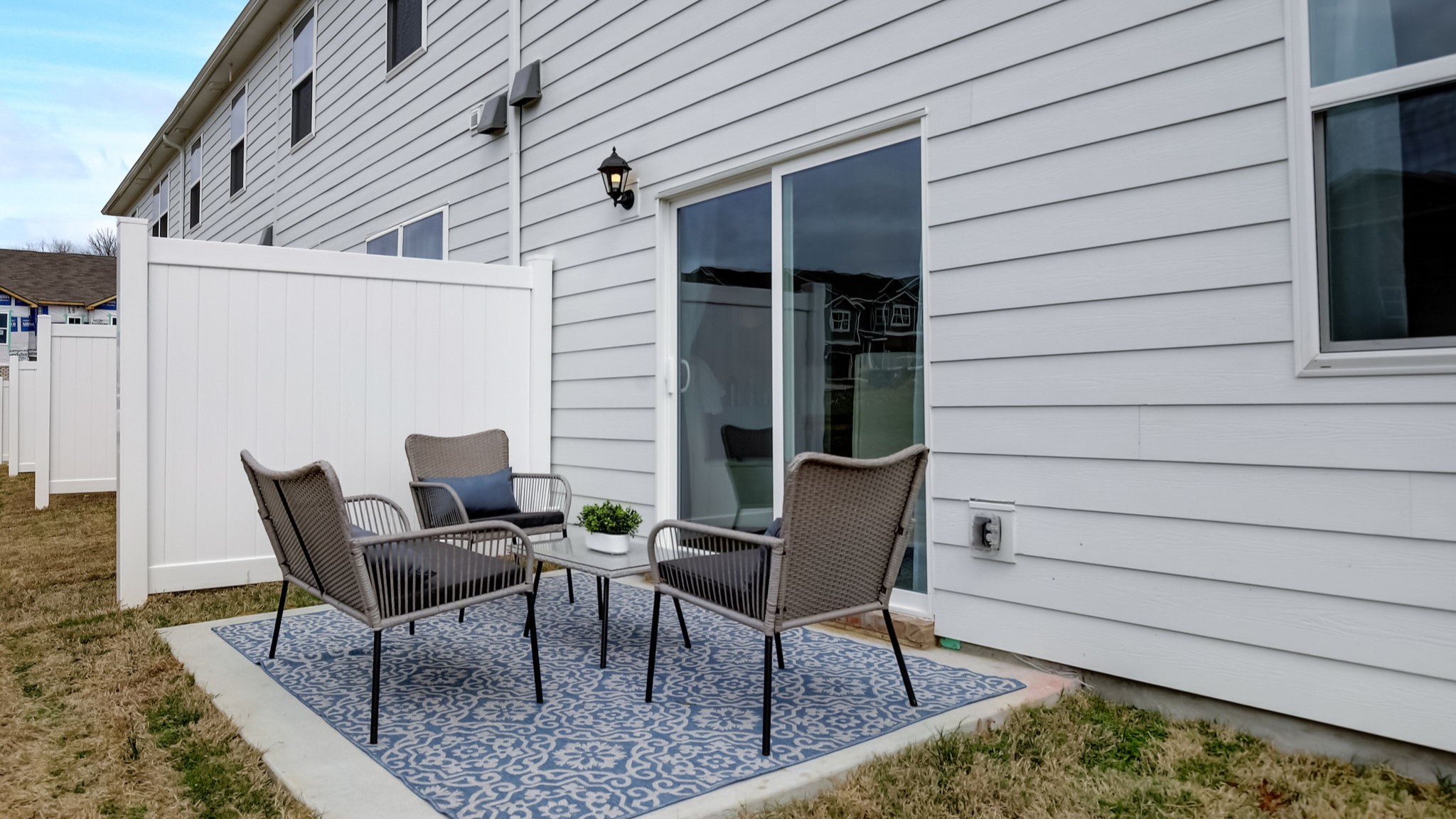 Outside porch for two story townhome