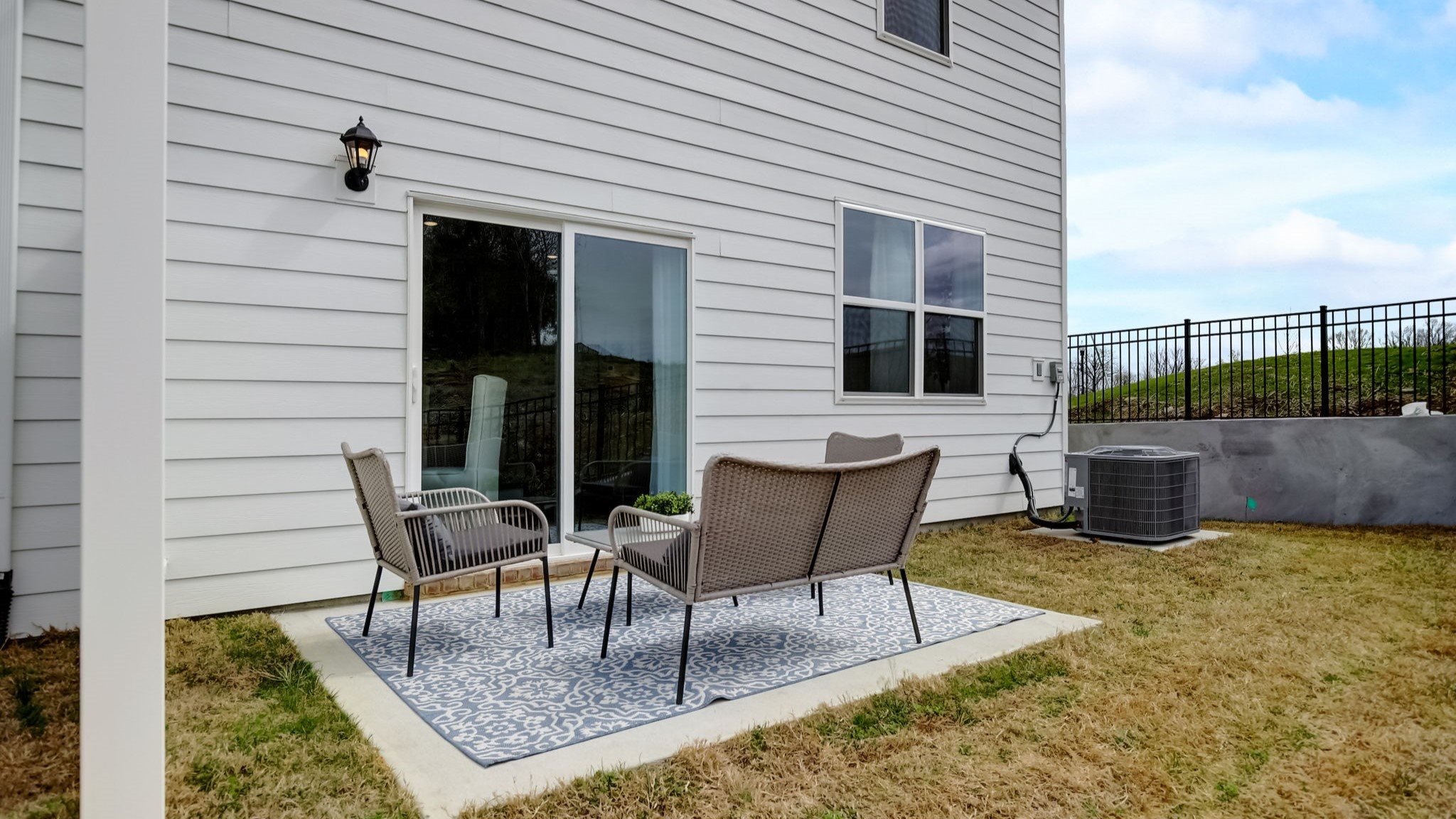 Outside porch for two story townhome