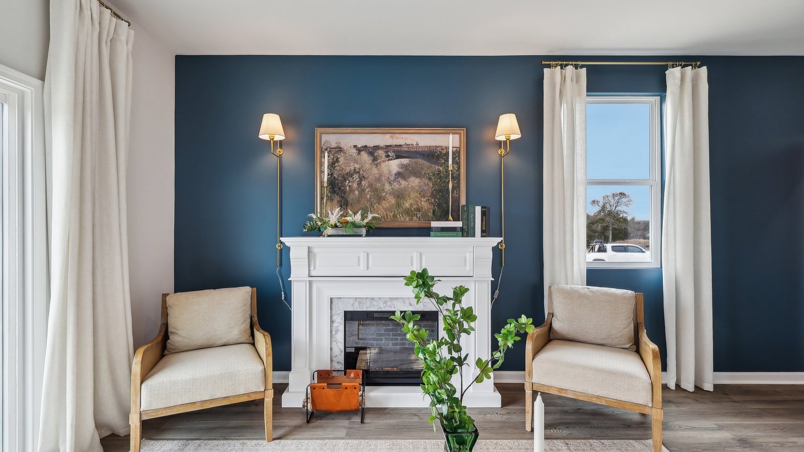 Living area in modern, open concept new construction home