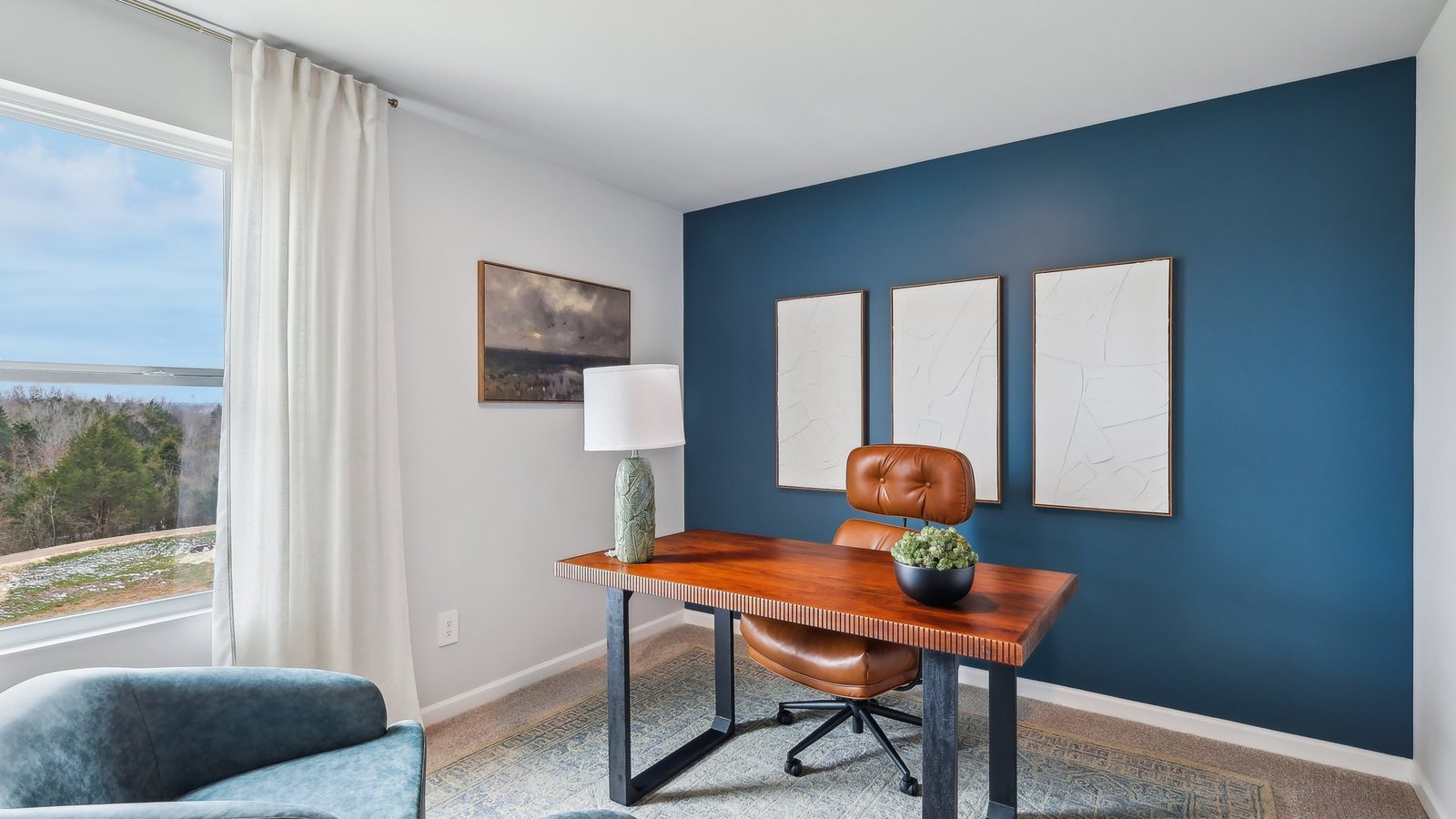 Bedroom in modern, open concept new home