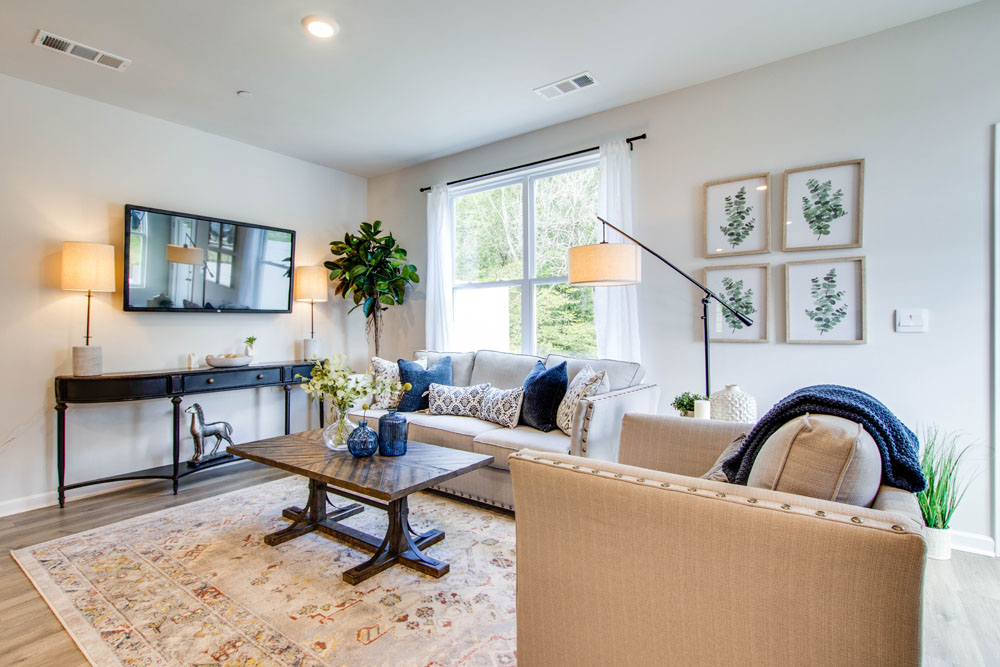 Inside view of a furnished two-story townhome in paddington place in baxter TN