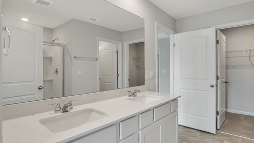 Quartz Countertop bathroom in modern, new home