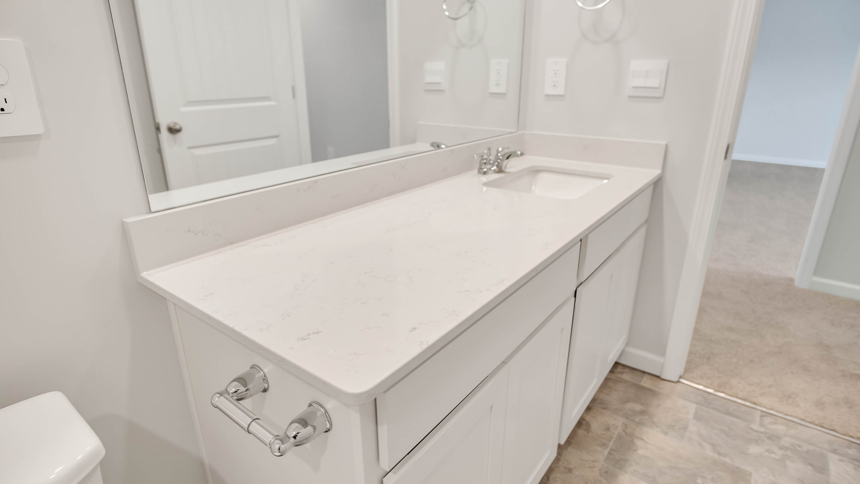 Quartz Countertop bathroom in modern, new home