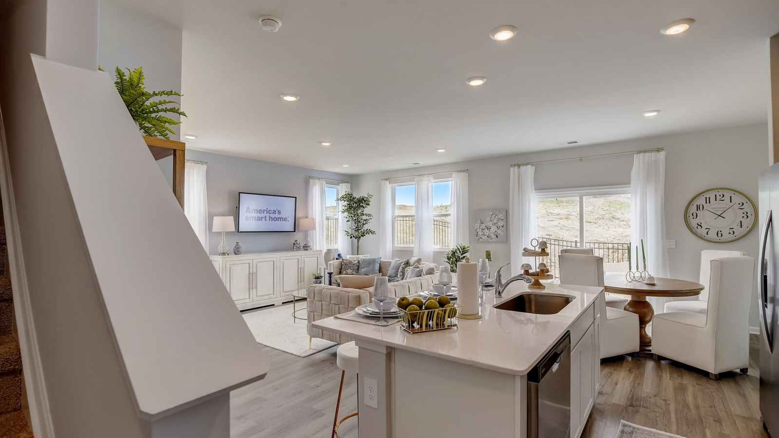 Kitchen area in modern, open concept new construction home