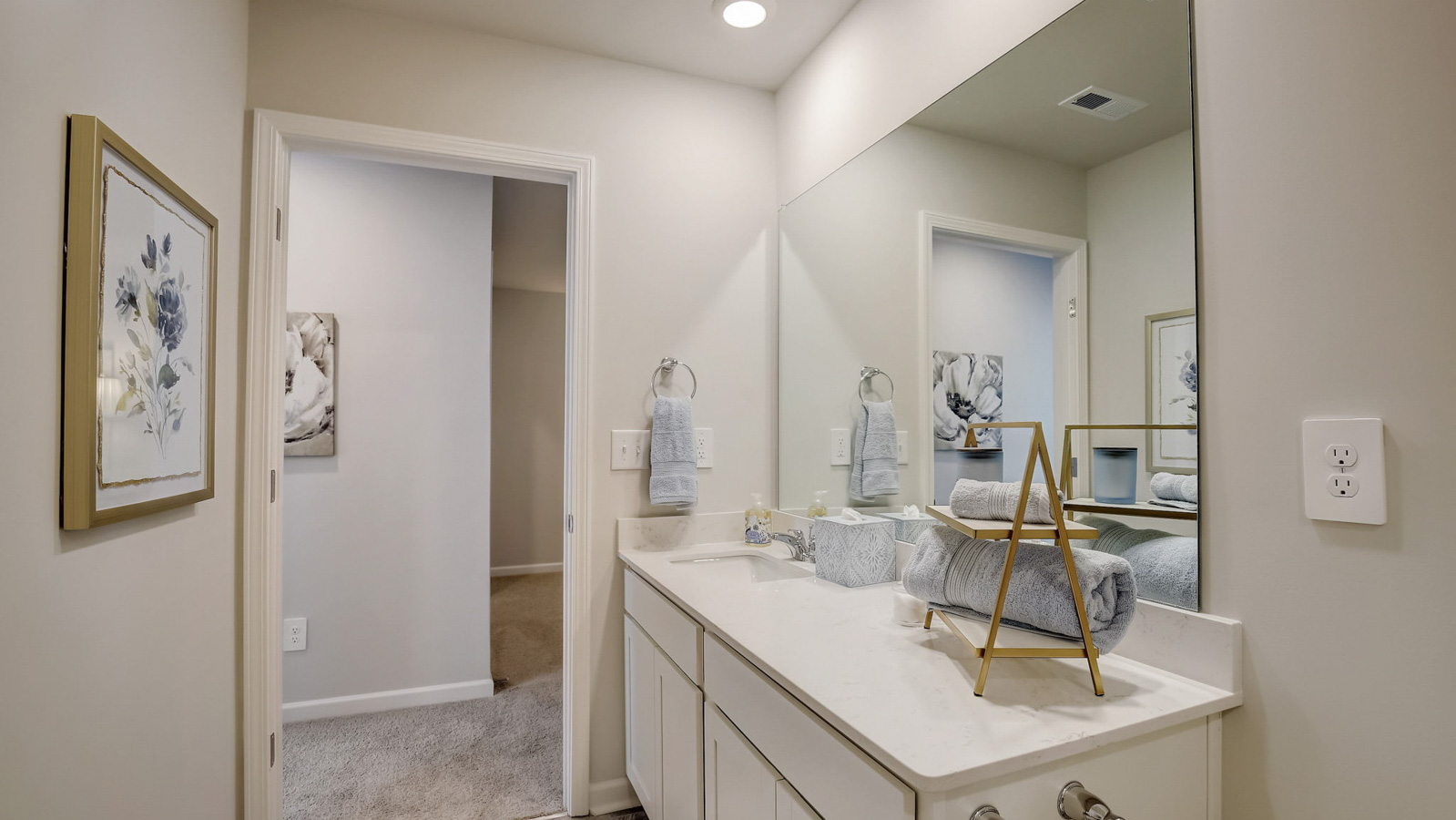 Bathroom area in modern, open concept new construction home