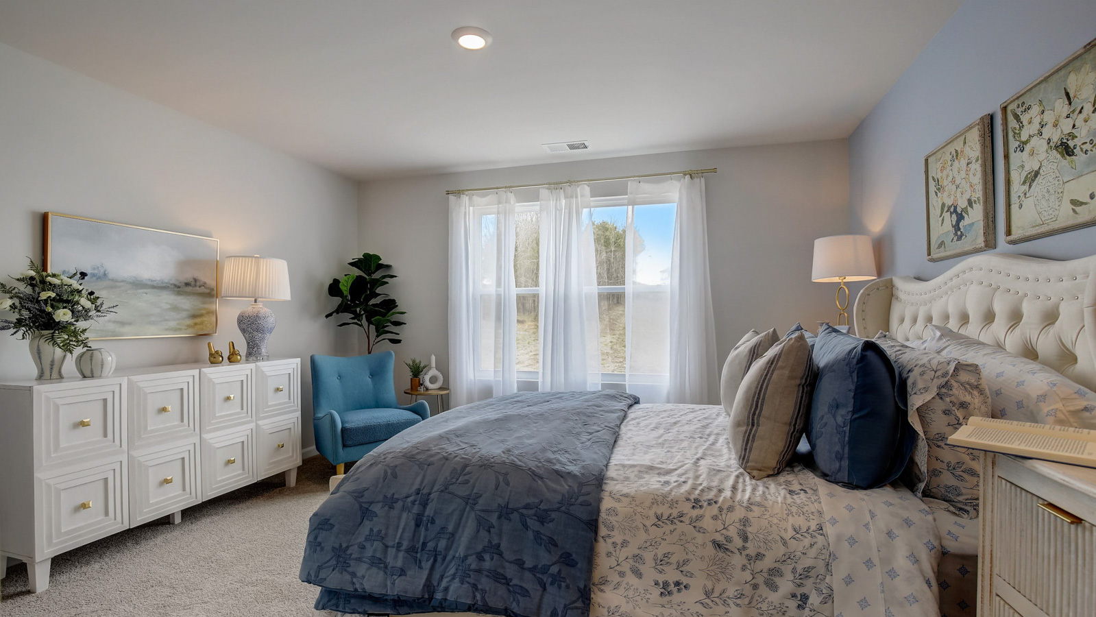 Bedroom area in modern, open concept new construction home