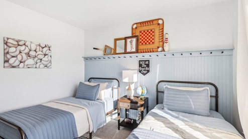 Bedroom in modern, open concept new home