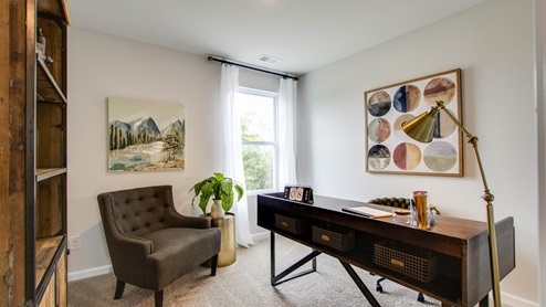 Bedroom in modern, open concept new home