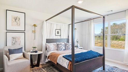 Bedroom in modern, open concept new home