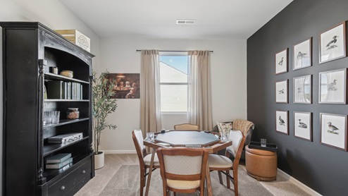 Bedroom in modern, open concept new home