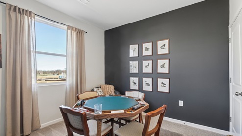 Bedroom in modern, open concept new home