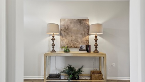 Entry to modern, open concept floorplan
