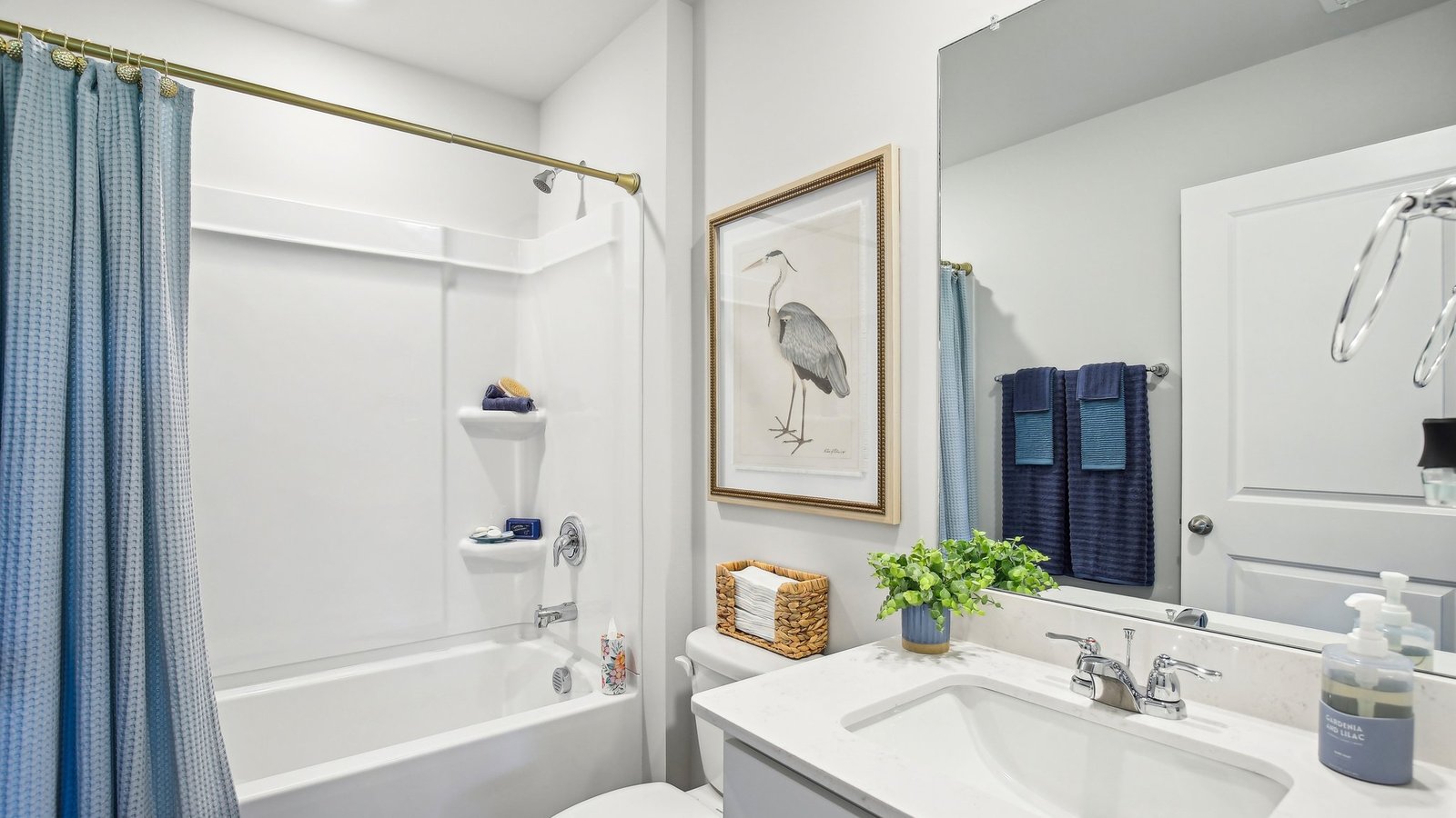 Bathroom with quartz countertops in new home