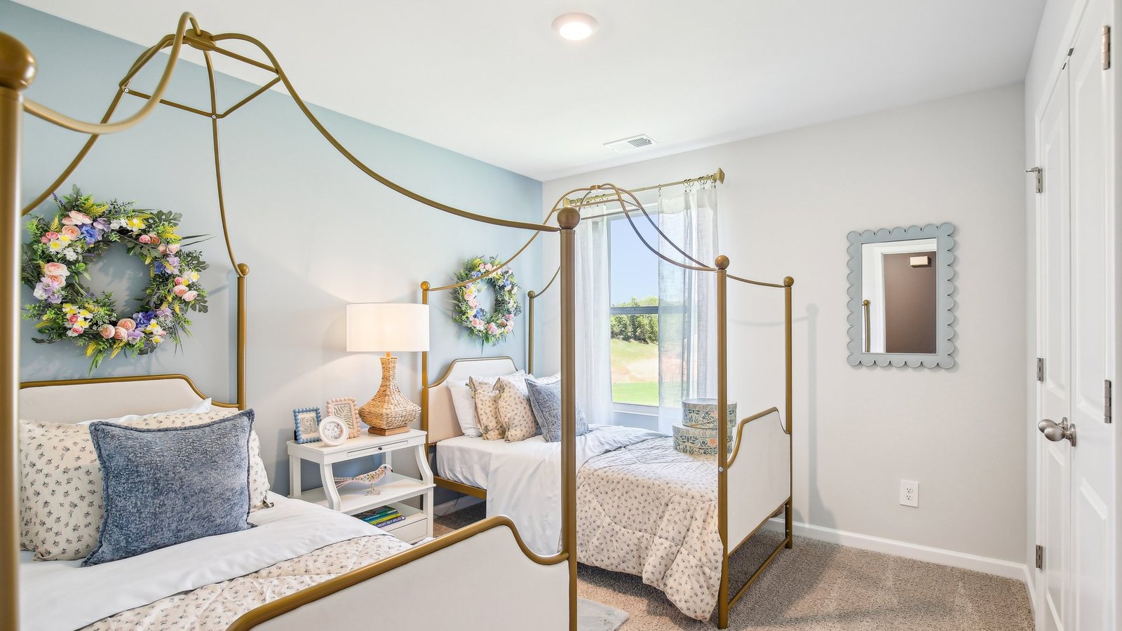 Bedroom in modern, open concept new home