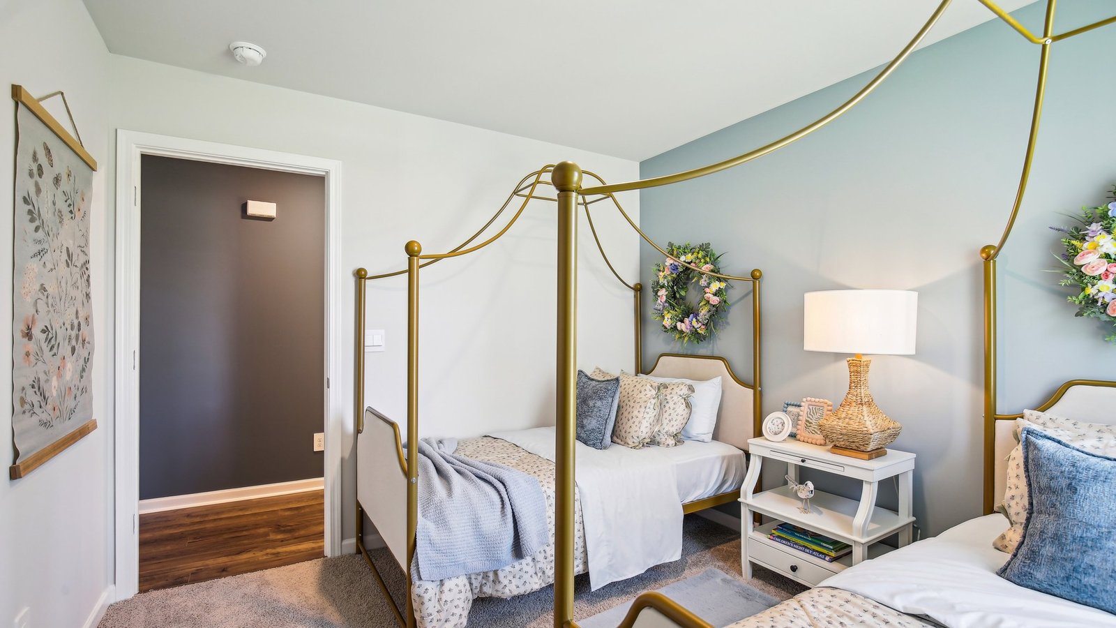 Bedroom in modern, open concept new home