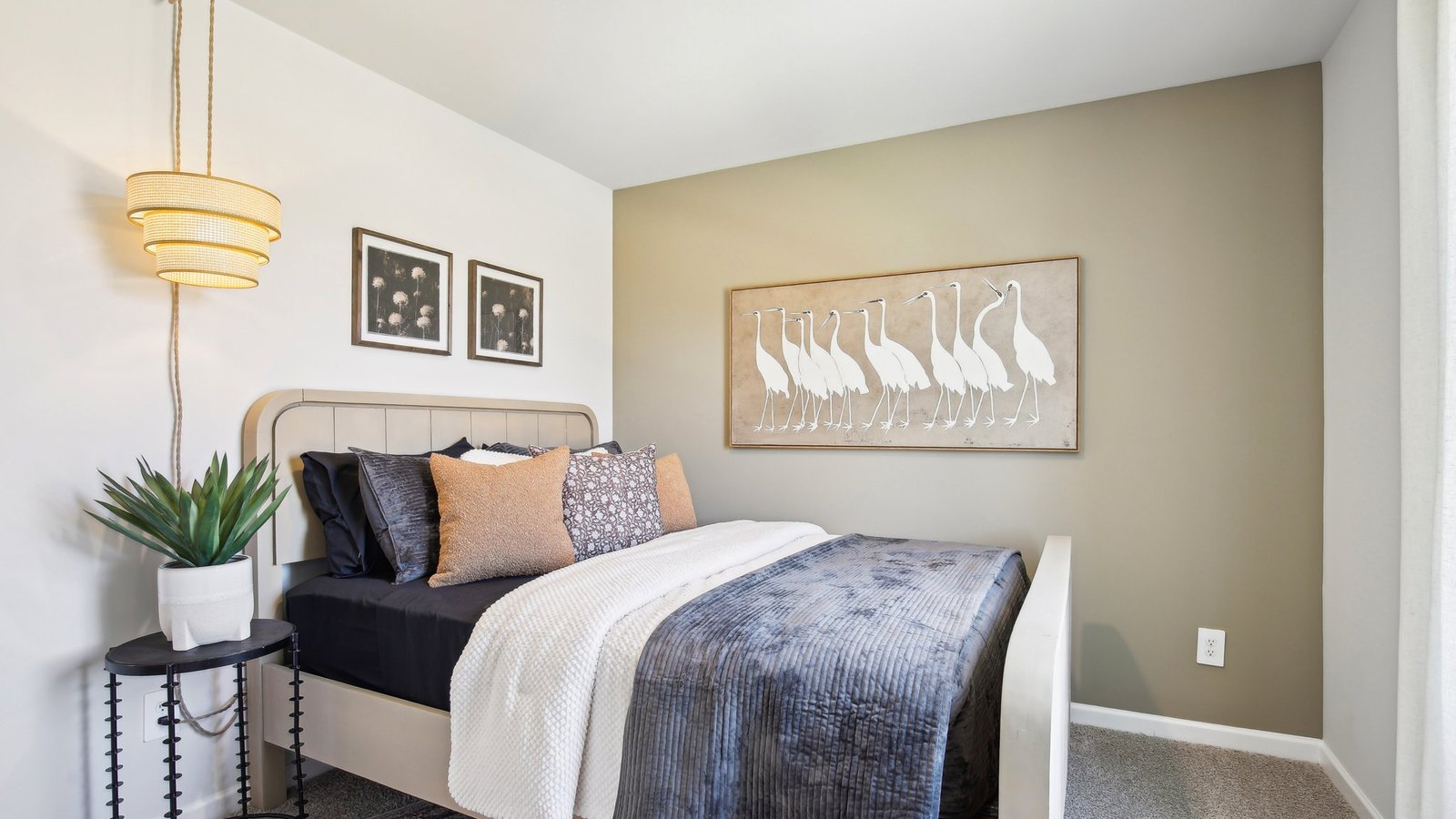 Bedroom in modern, open concept new home