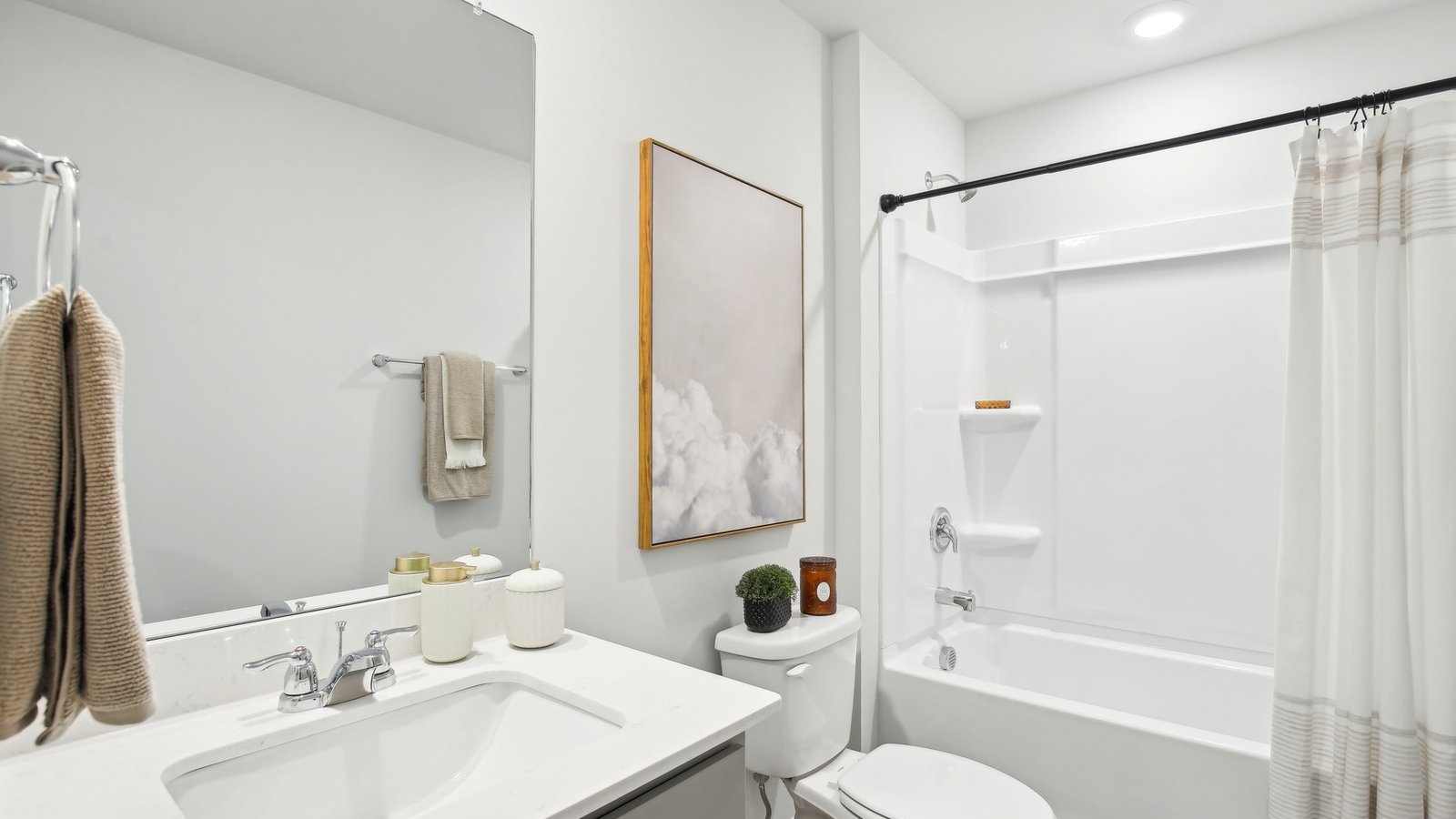 Bathroom with quartz countertops in new home