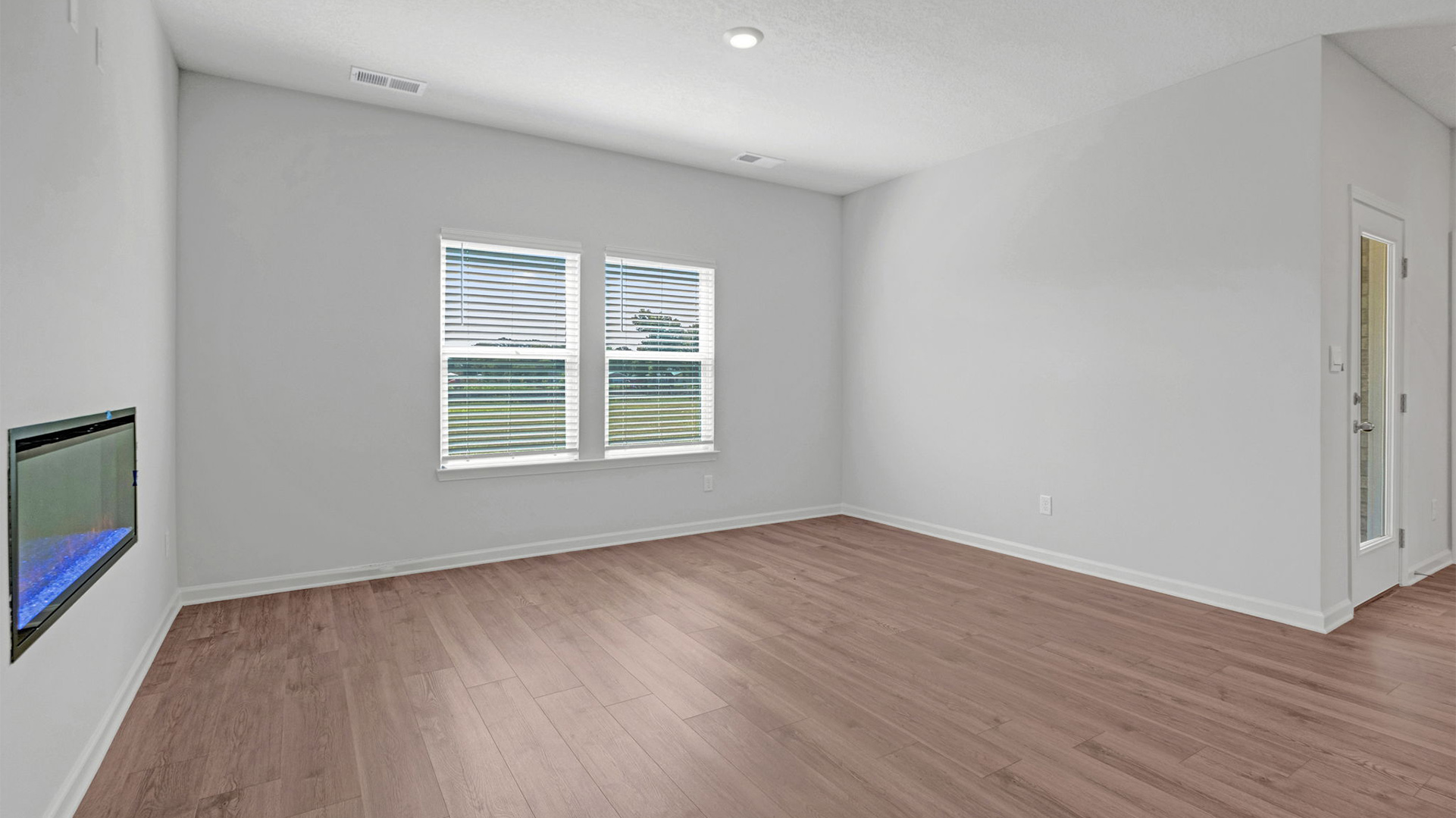 Living room with an electric fireplace