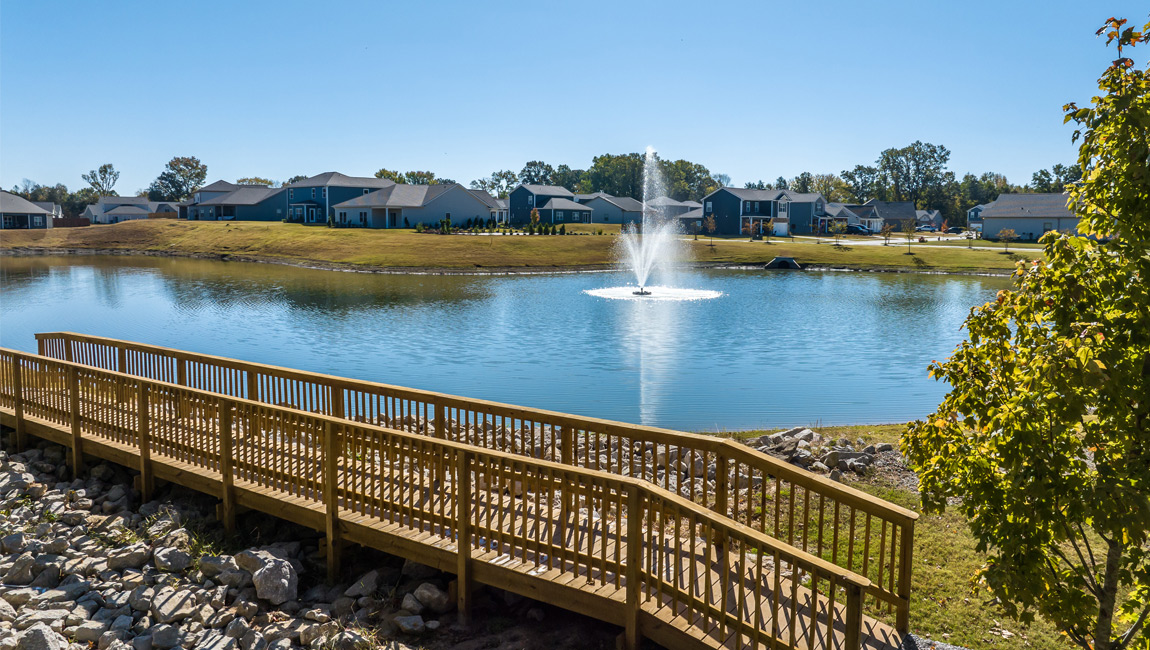 Beautiful walking path and bridge for residents